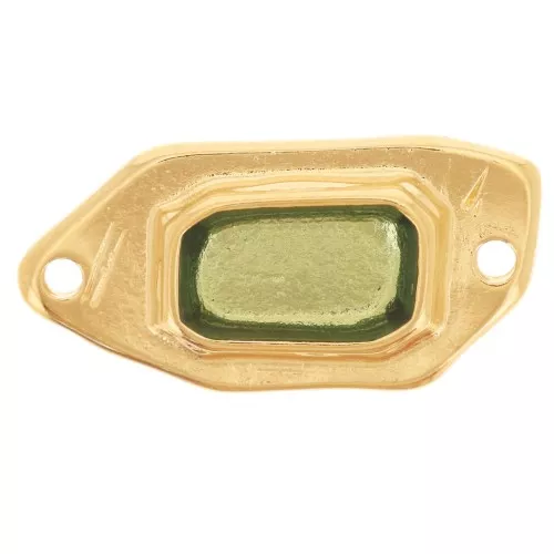 Distanziatore irregolare 22x11 mm effetto vetro colorato in resina epossidica Dorato con oro fino - Verde