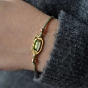 Distanziatore irregolare 22x11 mm effetto vetro colorato in resina epossidica Dorato con oro fino - Verde