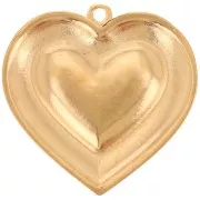 Pendente a cuore 31,5 mm con resina epossidica effetto vetro colorato - Dorato con oro fino - Rosso