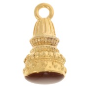 Pendente etnico 28x13 mm in resina epossidica - Dorato con oro fino - Marrone x1