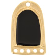 Pendente 27x17 mm in resina con effetto vetro colorato - Dorato oro fino - Nero|raw }}