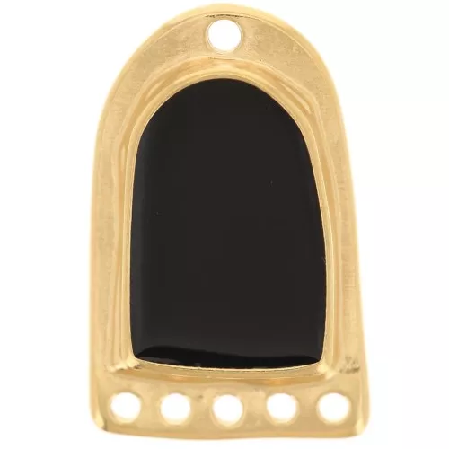 Pendente 27x17 mm in resina con effetto vetro colorato - Dorato oro fino - Nero