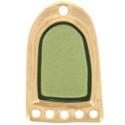 Pendente 27x17 mm in resina con effetto vetro colorato - Dorato oro fino - Verde|raw }}