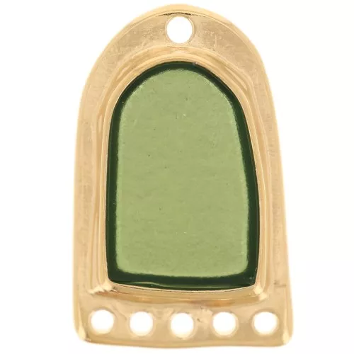 Pendente 27x17 mm in resina con effetto vetro colorato - Dorato oro fino - Verde