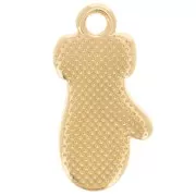 Ciondolo guanto natalizio 18x9 mm in resina epossidica - Dorato con oro fino - Brillantini rossi