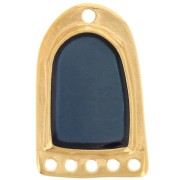 Pendente 27x17 mm in resina con effetto vetro colorato - Dorato oro fino - Blu|raw }}