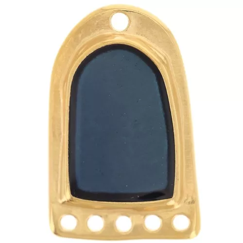 Pendente 27x17 mm in resina con effetto vetro colorato - Dorato oro fino - Blu