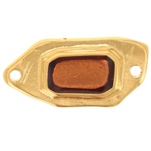 Distanziatore irregolare 22x11mm in resina epossidica effetto vetro colorato Dorato con oro fino - Topazio