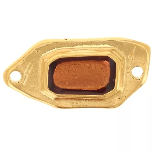 Distanziatore irregolare 22x11mm in resina epossidica effetto vetro colorato Dorato con oro fino - Topazio