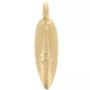 Pendente a forma di pugnale lavorato 23x6 mm - Dorato con oro fino x1
