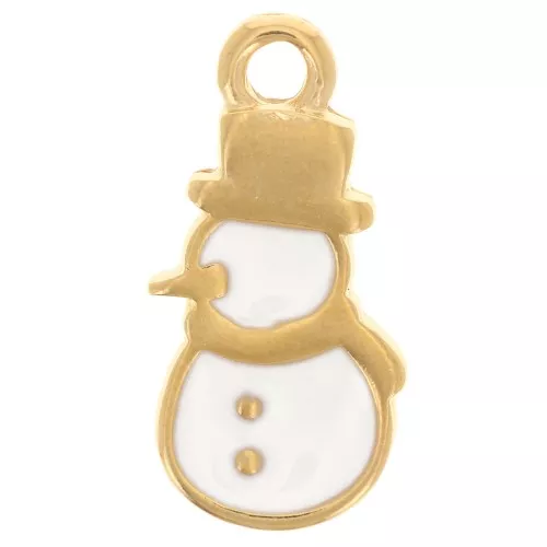 Collana Natalizia Con Ciondolo Pupazzo Di Neve E Perle Finte – Catena Lunga Per Maglione, Oro/Argento