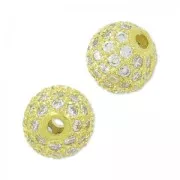 tonda con strass 8 mm dorato/Crystal x1