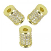 Tubo di strass 9x6 mm dorato/Crystal x1