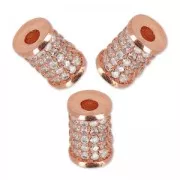 Tubo di strass 9x5.5 mm dorato rosa/Crystal x1