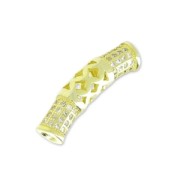 Tubo traforato con strass 22x4.5 mm dorato/Crystal x1|raw }}