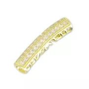 Tubo traforato con strass 27x6 mm dorato/Crystal x1