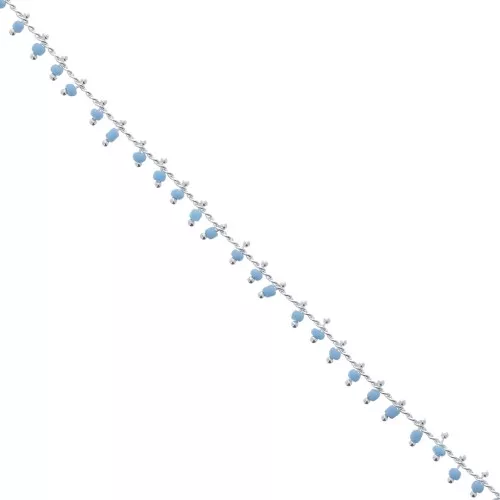 Catena con rocailles 1.7 mm Turchese chiaro/argentato x 50cm