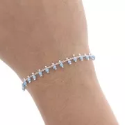 Catena con rocailles 1.7 mm  Turchese chiaro/argentato x 50cm