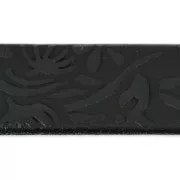 Laccetto cuoio motivo fiore  15 mm Nero x50cm