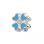 Poussoir fleur émaillé pour lacet 5 mm Crystal/Bleu/arge|raw }}