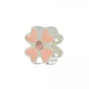 Poussoir fleur émaillé pour lacet 5 mm Light Rose/argent