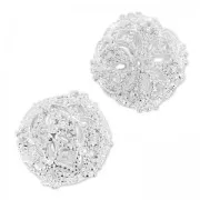 Perle tonde filigranate con strass 13 mm argentato/Crystal x1