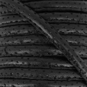 Cordone cuoio con cucitura mm. 4 motivo bucato nero x1 m