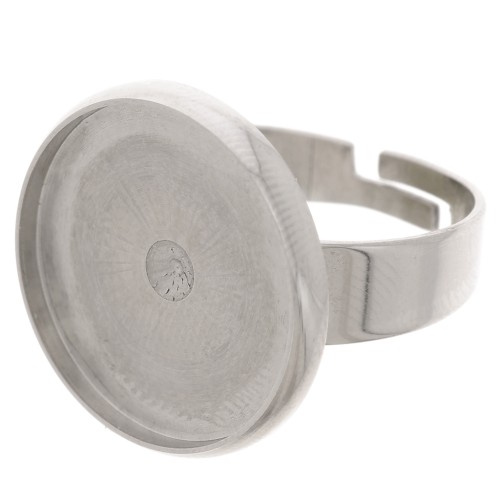 Anello per cabochon retro piatto 18 mm in acciaio inox x1