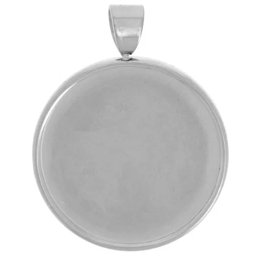 Pendente per cabochon retro piatto 18 mm in acciaio inox 304 x1