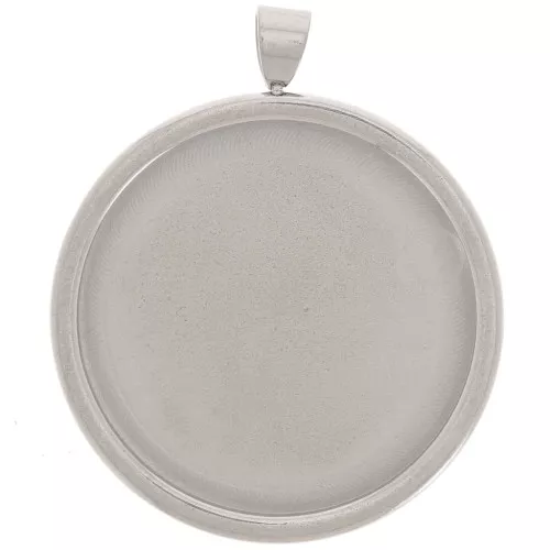 Pendente per cabochon retro piatto 25 mm in acciaio inox x1