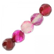 Perline Rondes facettées en agate teintée 4 mm Fuchsia x20