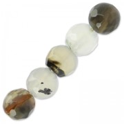 Perline Rondes facettées en agate teintée 6 mm Black/White Opal x15