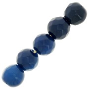Perline Rondes facettées en agate teintée 6 mm Bleu Marine x15