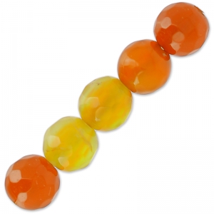 Perline Rondes facettées en agate teintée 6 mm Orange x15