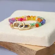 Perline Rondes facettées en agate teintée 6 mm Orange x15