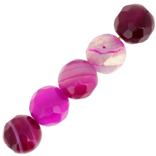 Perline Rondes facettées en agate teintée 6 mm Dark fuchsia x15