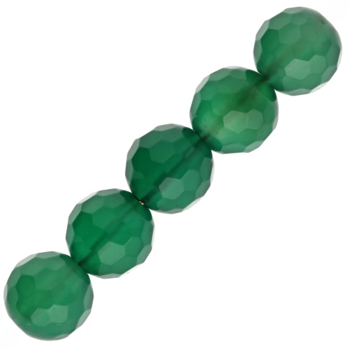 Perline Rotonde sfaccettate, agata dipinta 6 mm Verde smeraldo x15