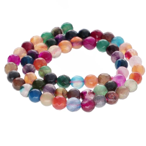 Perline Assortimento di rotonde sfaccettate, agata dipinta 6mm Multicolore x35