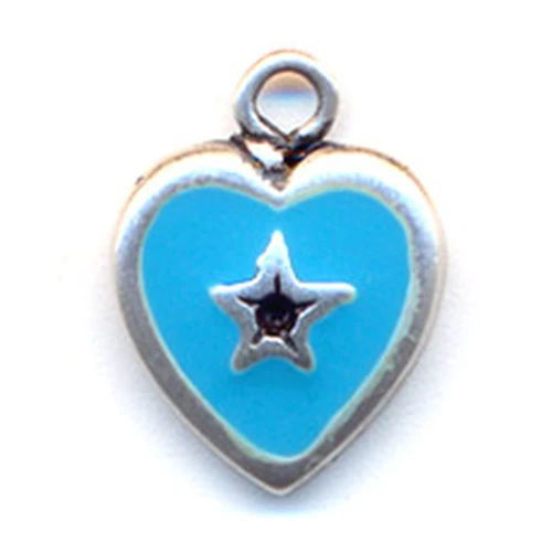Ciondolo cuore smaltato turchese 12 mm x1