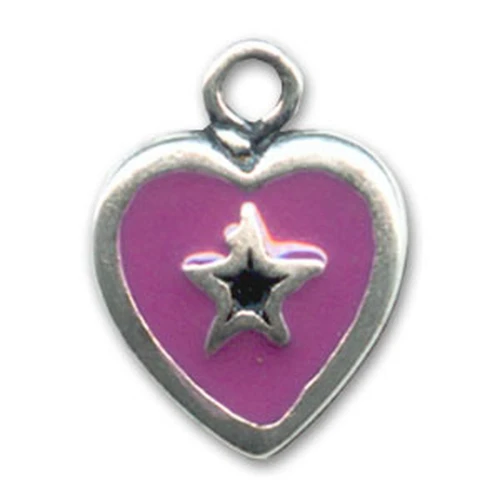 Ciondolo cuore smaltato prugna mm. 12 x1