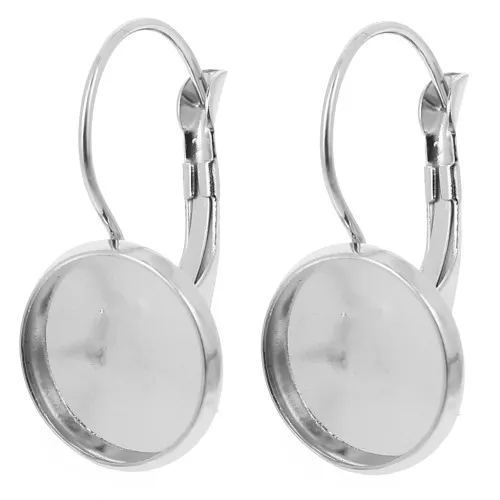 Orecchini Dormeuses per cabochon da 12 mm - Acciaio inox 304 x2