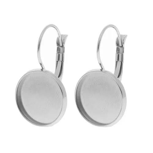 Orecchini Dormeuse per cabochon da 14 mm - Acciaio inox 304 x2