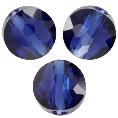 Perla piatta rotonda - 8 mm - Thin Round Swarovski 5034 - Zaffiro scuro ricreato x1