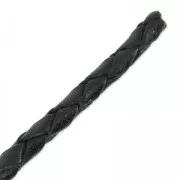 Cordoncino In Pelle PU Intrecciata Nero 3 Mm X 10 Metri Per Bracciali, Collane E Progetti Fai Da Te