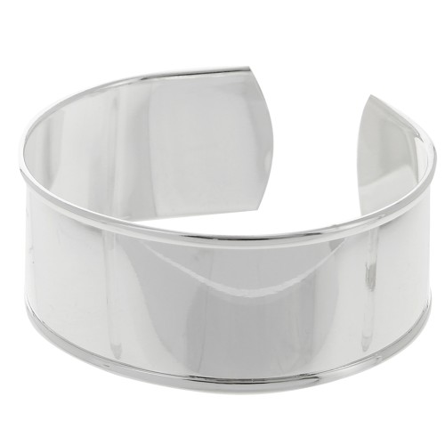 Base in ottone per bracciale con bordo incurvato mm. 23x163 argentato x1