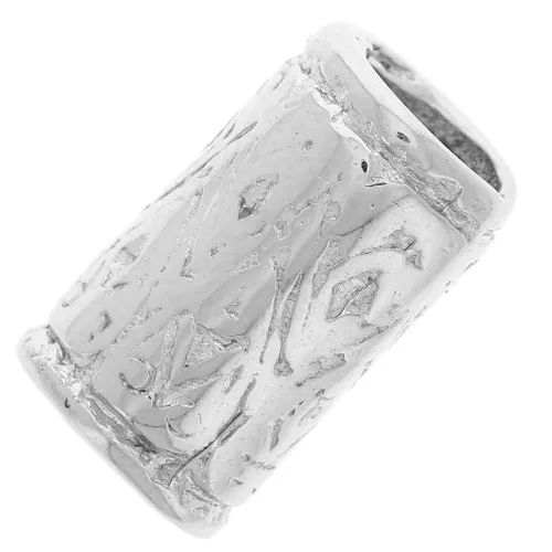 Perla tubo grande foro testurizzato 14x8 mm - Rodio x1