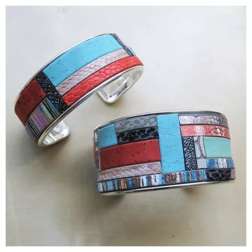 Base in ottone per bracciale con bordo incurvato mm. 37 argentato x1