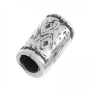 Perla tubo grande foro testurizzato 14x8 mm argentato antico x1