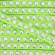 Laccetto pelle borchiato  3 mm Vert Anis/Argenté x5m