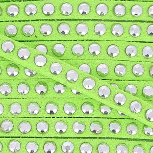 Laccetto pelle borchiato  3 mm Vert Anis/Argenté x5m